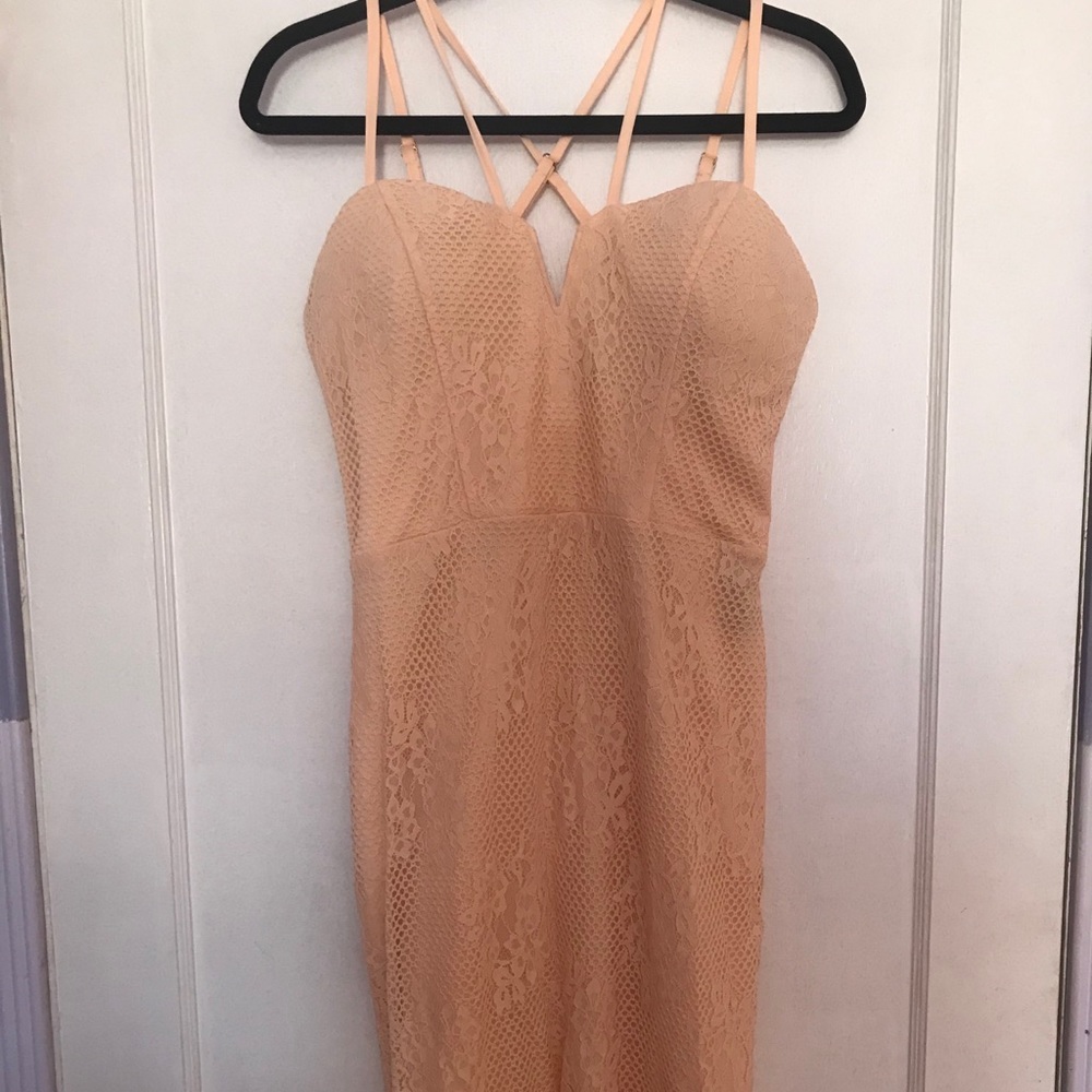 Blush Lace Midi Dress